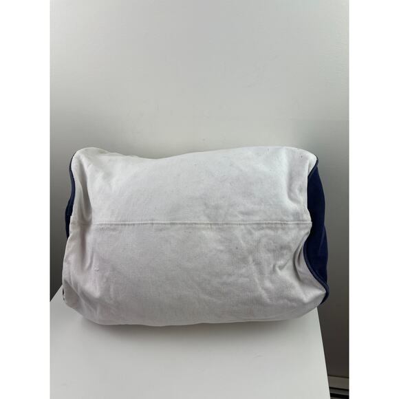 TOMMY HILFIGER Canvas Spellout Duffle Bag White Blue Weekender Sports Travel VTG - Picture 6 of 7